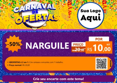 Modelo de Cartaz para Cartaz A4 Horizontal com o tema Carnaval de Ofertas para Tabacaria