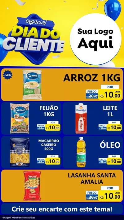 Modelo de TV para TV Vertical com o tema Especial Dia do Cliente para Supermercado