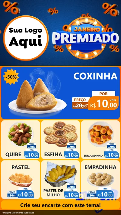 Modelo de Rede Social para Stories com o tema Janeiro Premiado para Salgadaria