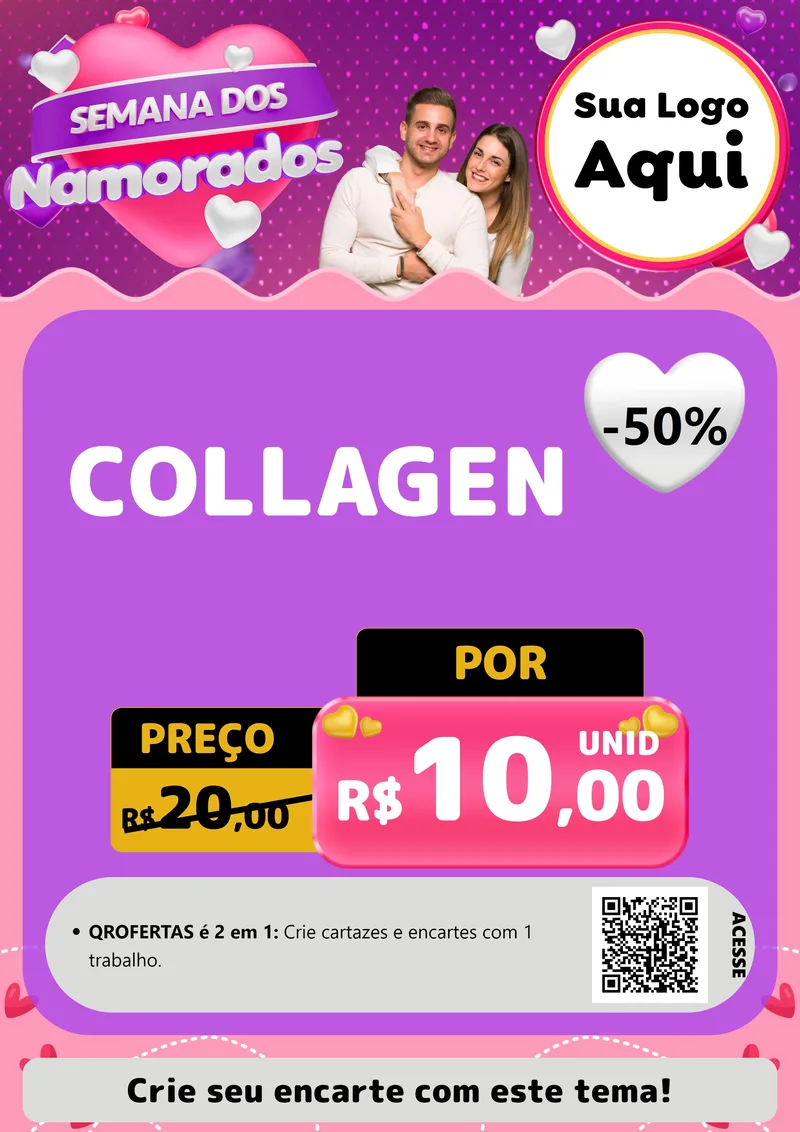 Modelo de Cartaz para Cartaz A4 Vertical com o tema Semana dos Namorados para Suplementos alimentares