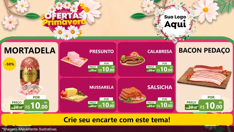 Modelo de TV para TV Horizontal com o tema Ofertas de Primavera para Frios e Laticínios