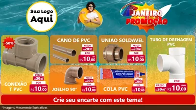 Modelo de TV para TV Horizontal com o tema Janeiro de Promoção para Tubos e conexões