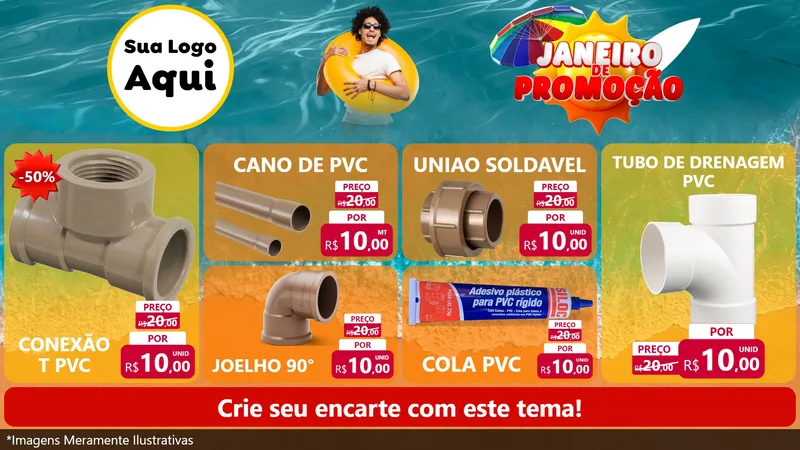 Modelo de TV para TV Horizontal com o tema Janeiro de Promoção para Tubos e conexões