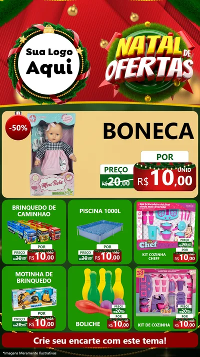 Modelo de Rede Social para Stories com o tema Natal de Ofertas para Brinquedos