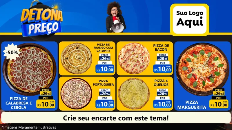 Modelo de TV para TV Horizontal com o tema Detona Preços para Pizzaria