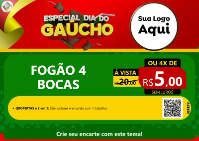 Modelo de Cartaz para Cartaz A4 Horizontal com o tema Especial Dia do Gaúcho para Móveis e Eletro