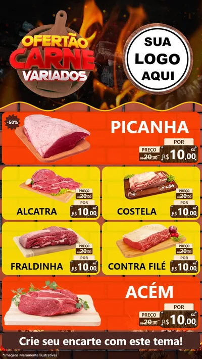 Modelo de TV para TV Vertical com o tema Ofertão Carne Variados para Açougue