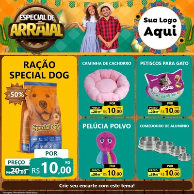 Modelo de Rede Social para Feed Facebook com o tema Especial De Arraial para Pet Shop