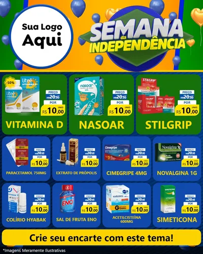 Modelo de Rede Social para Feed Instagram com o tema Semana da Independência para Farmácia