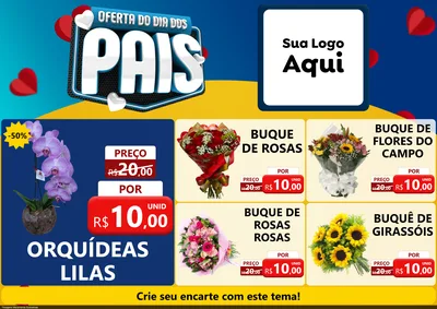 Modelo de Encarte para Encarte A4 Horizontal com o tema Oferta Do Dia Dos Pais para Floricultura e jardim
