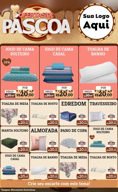 Modelo de Encarte para Encarte Grande com o tema Ofertas de Páscoa para Cama, Mesa e Banho