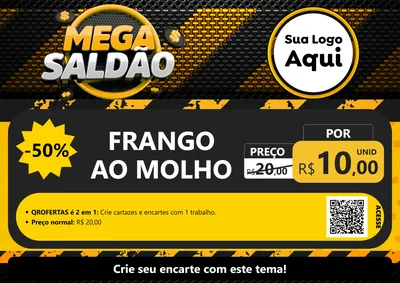 Modelo de Cartaz para Cartaz A4 Horizontal com o tema Mega Saldão para Restaurante