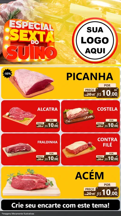 Modelo de TV para TV Vertical com o tema Especial Sexta do Suíno para Açougue