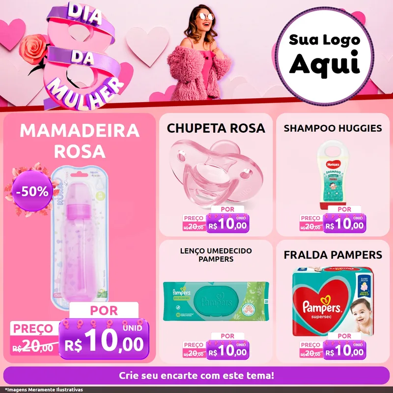 Modelo de Rede Social para Feed Facebook com o tema Dia da Mulher para Bebês