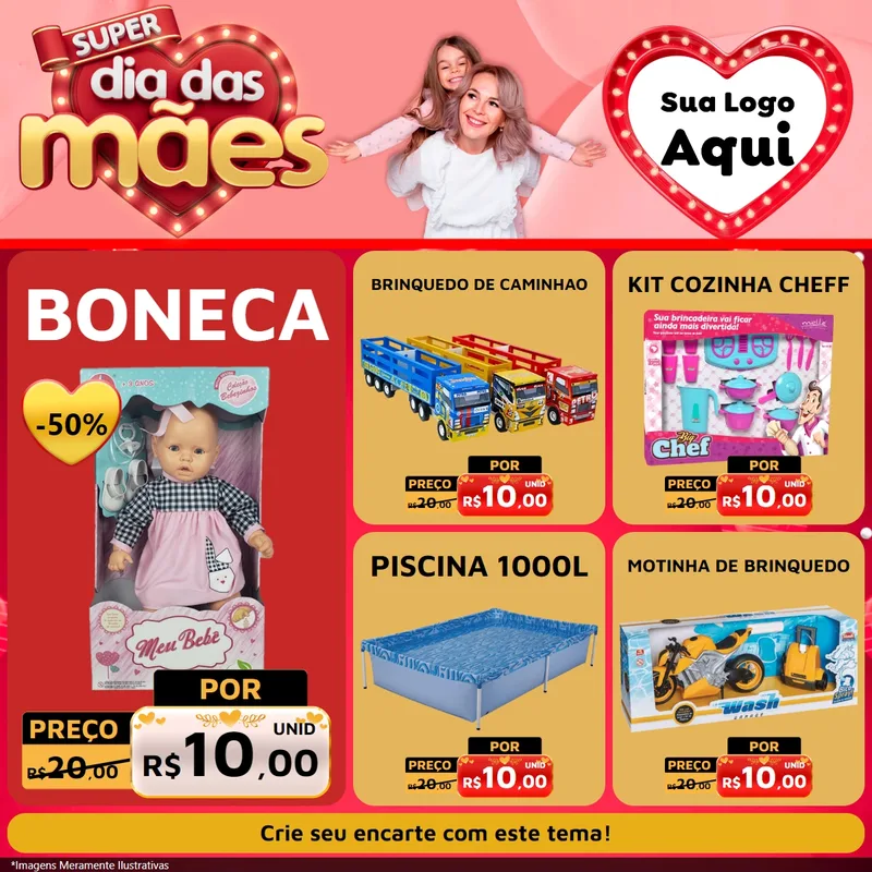 Modelo de Rede Social para Feed Facebook com o tema Super Dia Das Mães para Brinquedos