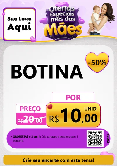 Modelo de Cartaz para Cartaz A4 Vertical com o tema Ofertas Especiais - Mês das Mães para Agropecuária