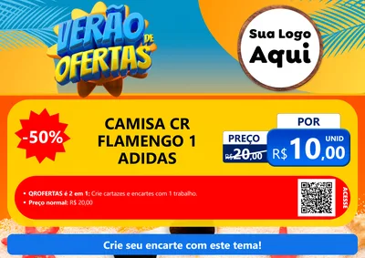 Modelo de Cartaz para Cartaz A4 Horizontal com o tema Verão de Ofertas para Roupas e acessórios