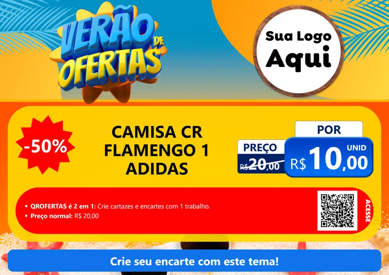 Modelo de Cartaz para Cartaz A4 Horizontal com o tema Verão de Ofertas para Roupas e acessórios