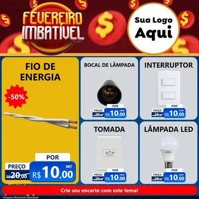 Modelo de Rede Social para Feed Facebook com o tema Fevereiro Imbatível para Materiais Elétricos