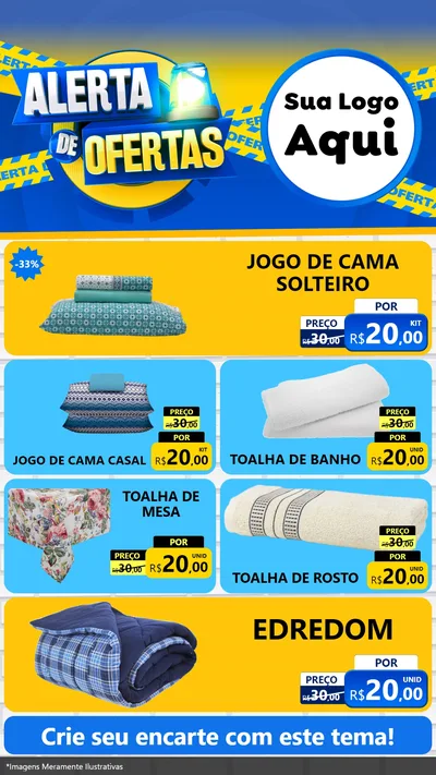 Modelo de TV para TV Vertical com o tema Alerta de Ofertas para Cama, Mesa e Banho
