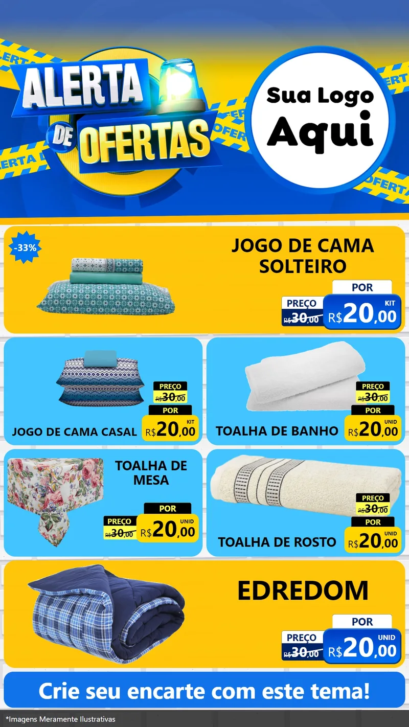 Modelo de TV para TV Vertical com o tema Alerta de Ofertas para Cama, Mesa e Banho