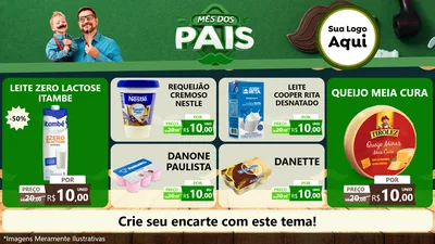 Modelo de TV para TV Horizontal com o tema Mês dos Pais para Frios e Laticínios