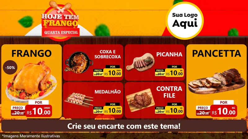 Modelo de TV para TV Horizontal com o tema Hoje tem Frango Quarta Especial para Assados