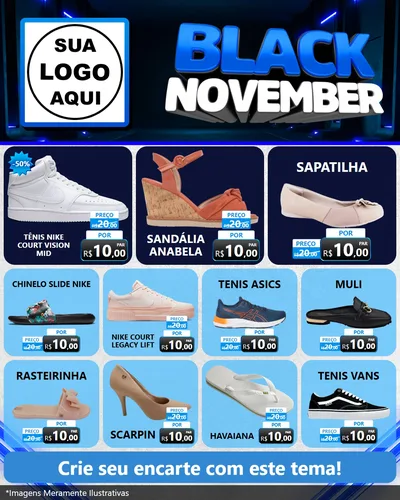 Modelo de Rede Social para Feed Instagram com o tema Black November para Calçados