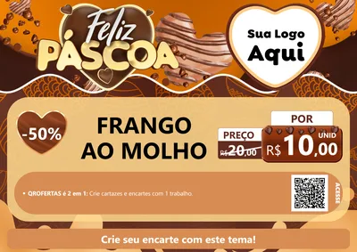Modelo de Cartaz para Cartaz A4 Horizontal com o tema Feliz Páscoa para Restaurante