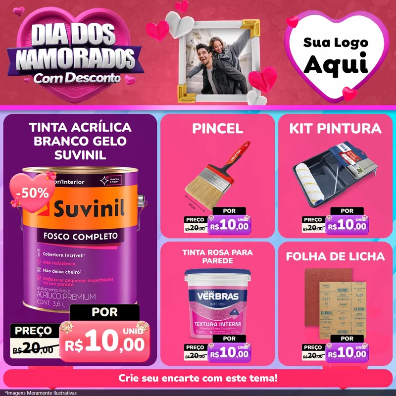 Modelo de Rede Social para Feed Facebook com o tema Dia Dos Namorados Com Desconto para Tintas e Ferramentas