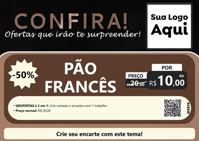 Modelo de Cartaz para Cartaz A4 Horizontal com o tema Confira! Ofertas que irão te surpreender! para Padaria