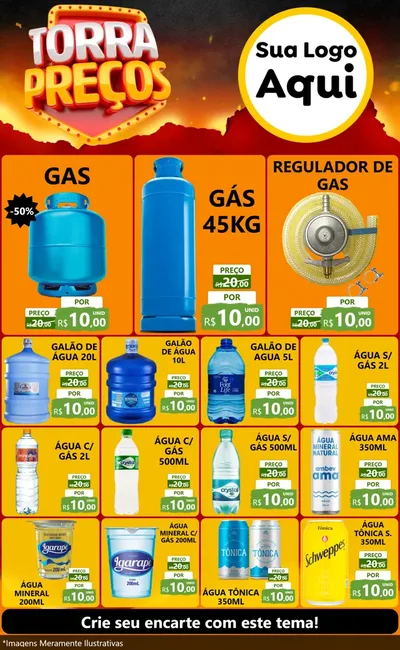 Modelo de Encarte para Encarte Grande com o tema Torra Preços para Água e gás