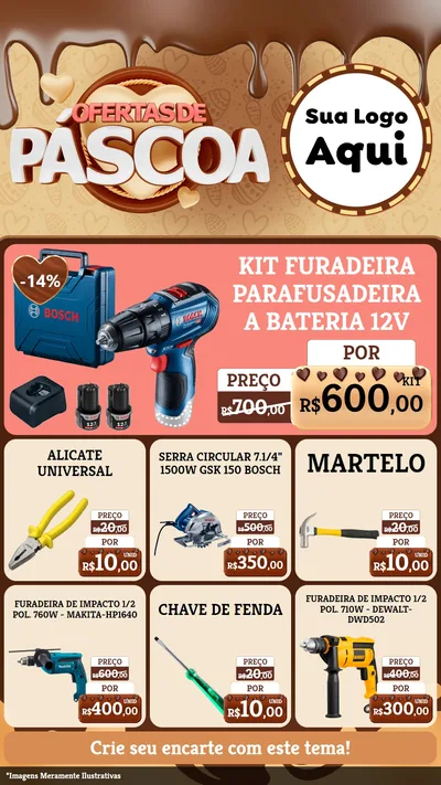 Modelo de Rede Social para Stories com o tema Ofertas de Páscoa para Maquinas e Ferramentas