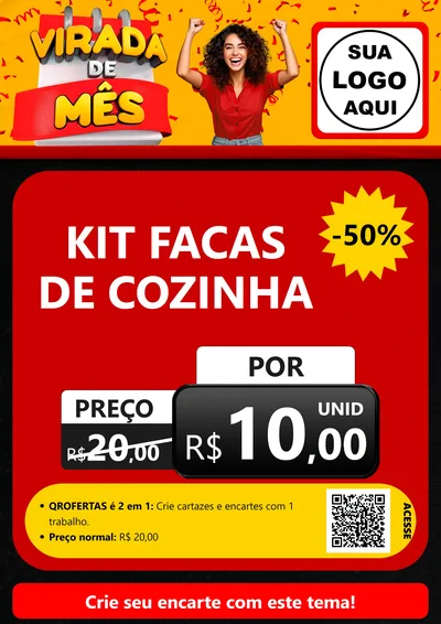 Modelo de Cartaz para Cartaz A4 Vertical com o tema Virada de Mês para Utilidades Domésticas