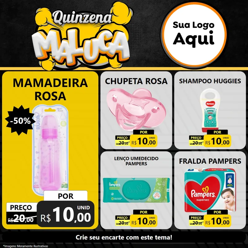 Modelo de Rede Social para Feed Facebook com o tema Quinzena Maluca para Bebês