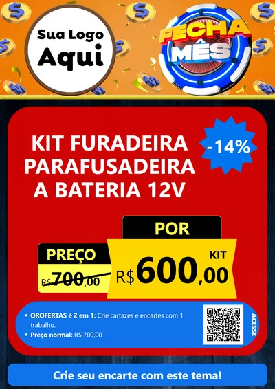 Modelo de Cartaz para Cartaz A4 Vertical com o tema Fecha Mês para Maquinas e Ferramentas