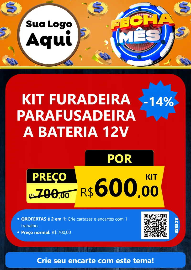Modelo de Cartaz para Cartaz A4 Vertical com o tema Fecha Mês para Maquinas e Ferramentas