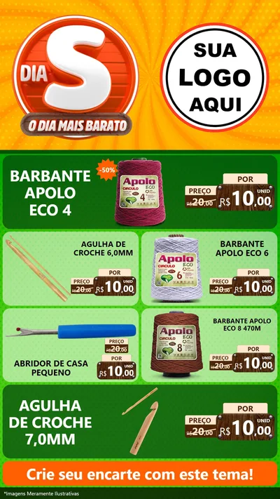 Modelo de TV para TV Vertical com o tema Dia S - O Dia Mais Barato para Armarinho e Aviamentos