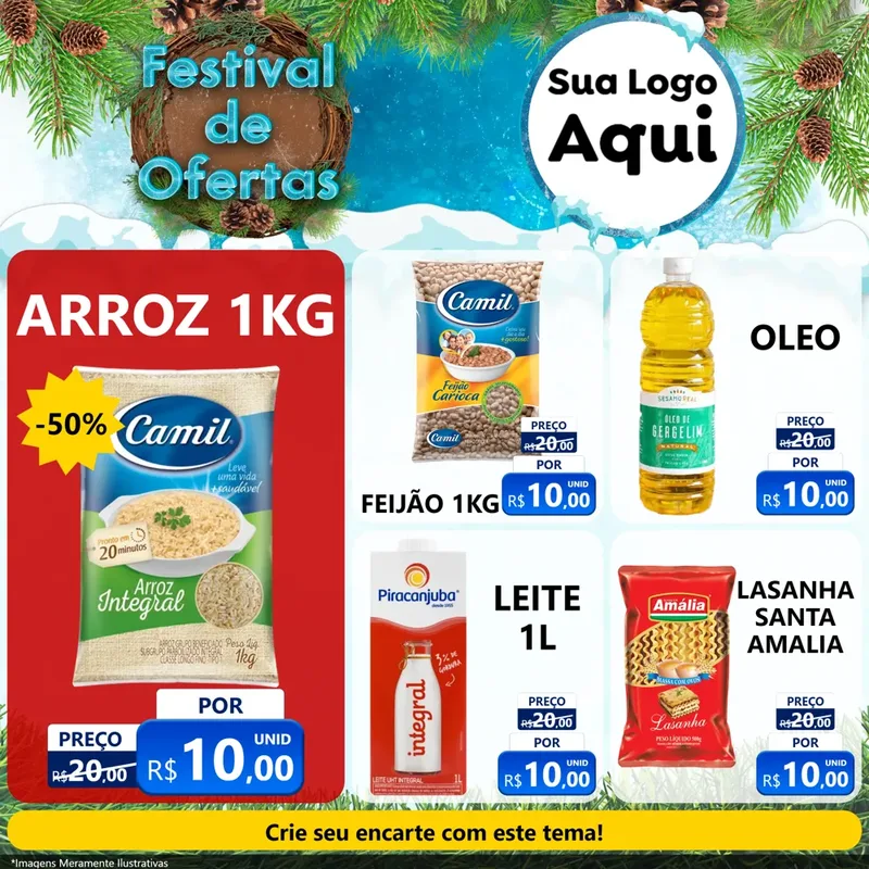 Modelo de Rede Social para Feed Facebook com o tema Festival de Ofertas - Inverno para Supermercado