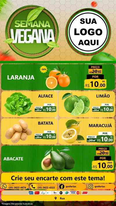 Modelo de TV para TV Vertical com o tema Semana Vegana para Hortifrúti