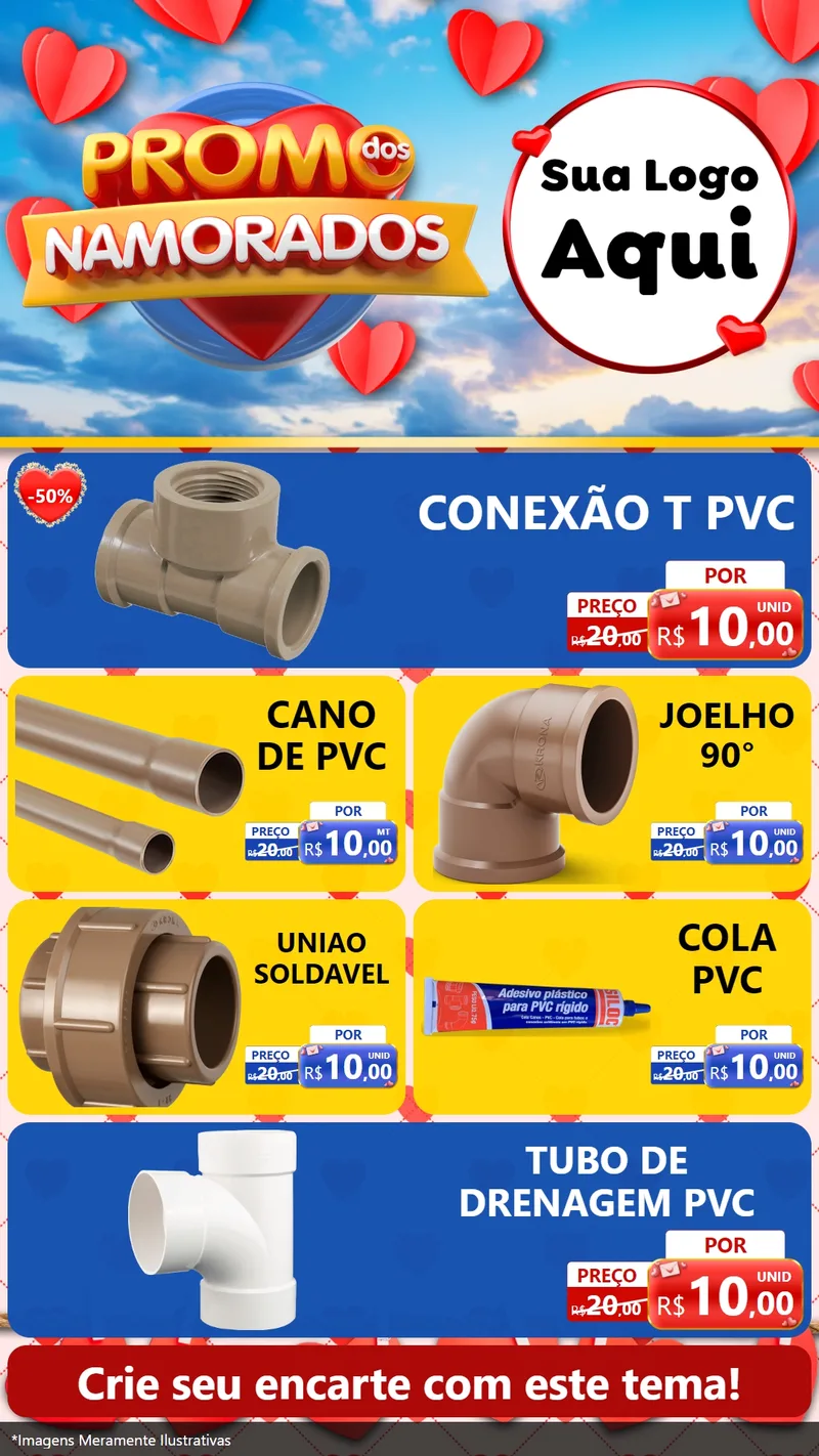 Modelo de TV para TV Vertical com o tema Promo dos Namorados para Tubos e conexões