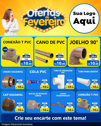 Modelo de Rede Social para Feed Instagram com o tema Ofertas de Fevereiro para Tubos e conexões