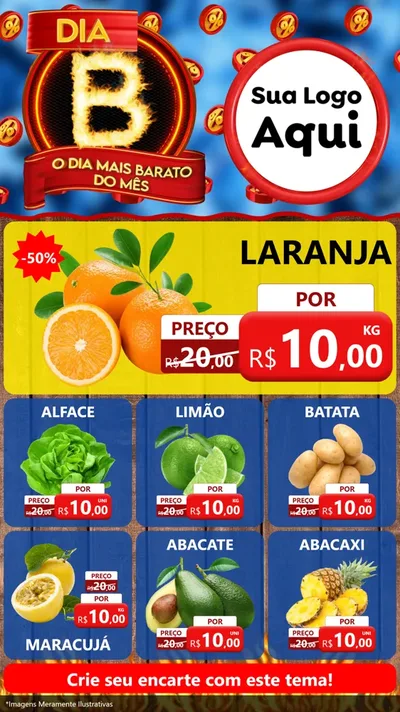 Modelo de Rede Social para Stories com o tema Dia B - O Dia Mais Barato Do Mês para Hortifrúti