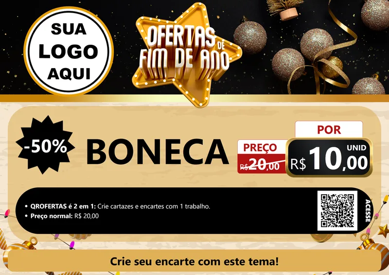 Modelo de Cartaz para Cartaz A4 Horizontal com o tema Ofertas de Fim de Ano para Brinquedos