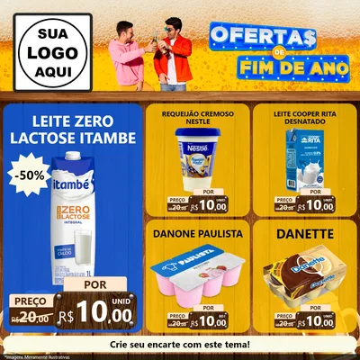 Modelo de Rede Social para Feed Facebook com o tema Ofertas de Fim de Ano para Frios e Laticínios