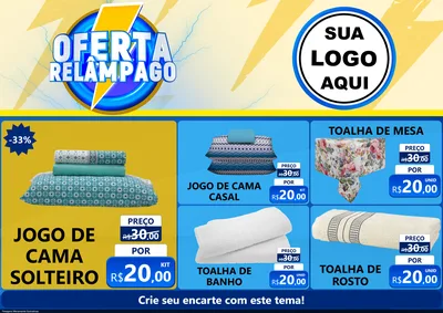 Modelo de Encarte para Encarte A4 Horizontal com o tema Oferta Relâmpago para Cama, Mesa e Banho