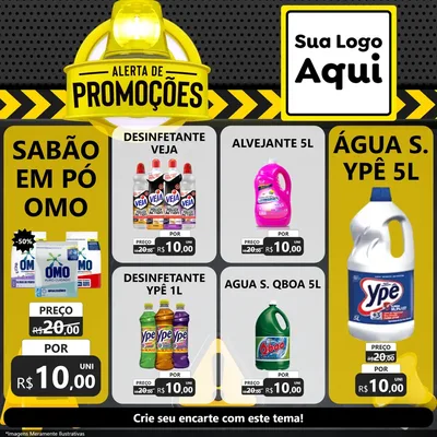 Modelo de Rede Social para Feed Facebook com o tema Alerta de Promoções para Produtos de Limpeza