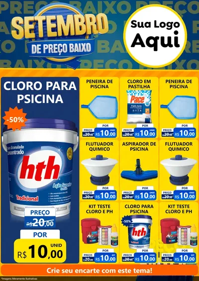 Modelo de Encarte para Encarte A4 Vertical com o tema Setembro De Preço Baixo para Produtos para Piscina