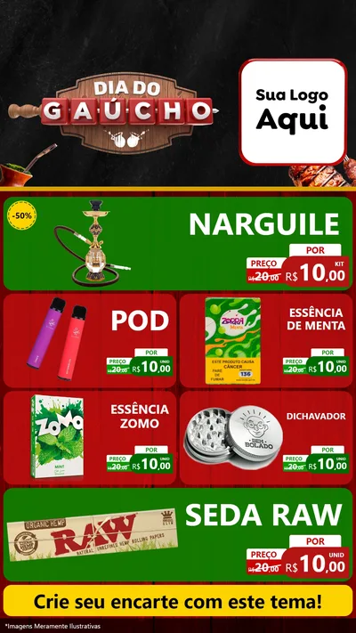 Modelo de TV para TV Vertical com o tema Dia do Gaúcho para Tabacaria