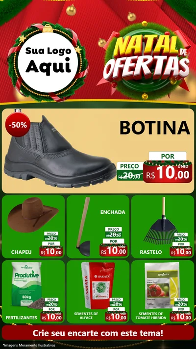Modelo de Rede Social para Stories com o tema Natal de Ofertas para Agropecuária